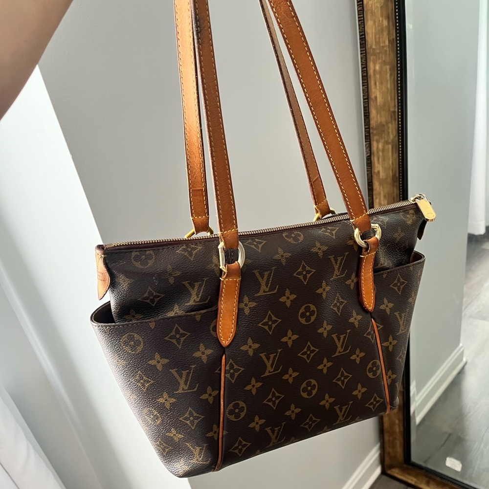 Louis Vuitton Monogram Canvas Satchel with Tan Leather Trim